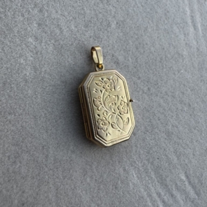 9ct Engraved Rectangle Locket- Lauren Owens Jewellery