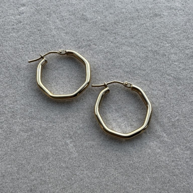 9ct Geometric Octagon Earrings - Image 4