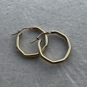 9ct Geometric Octagon Hoop Earring - Lauren Owens Jewellery