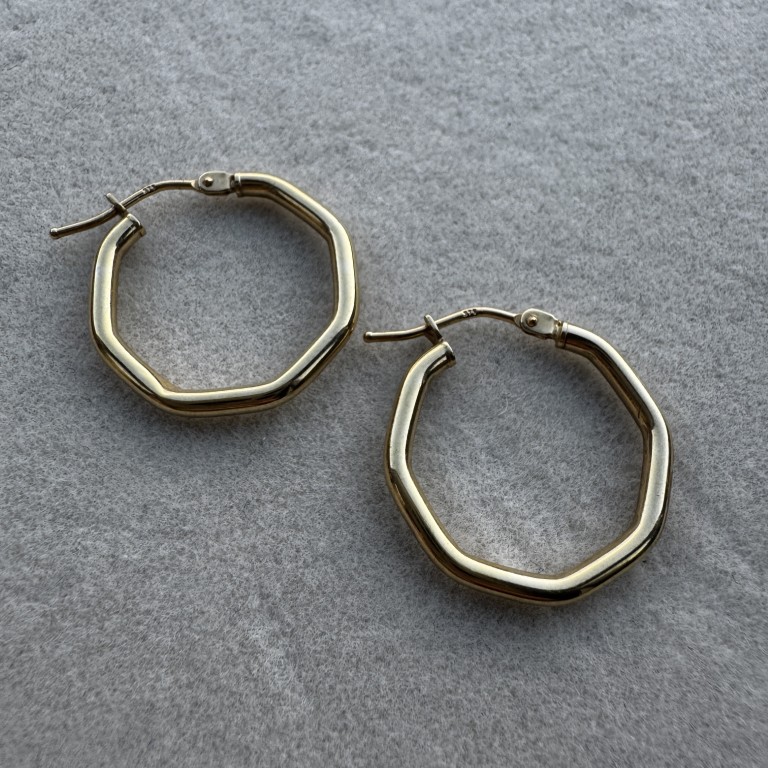 9ct Geometric Octagon Earrings - Image 3