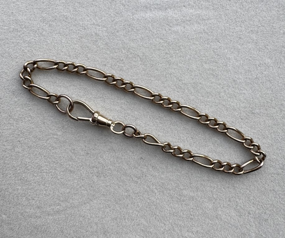 9ct Gold Classic Figaro Bracelet with Swivel Catch - Image 5