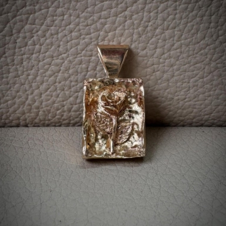9ct Gold Hand Carved Rose Tablet Pendant LO- Lauren Owens Jewellery