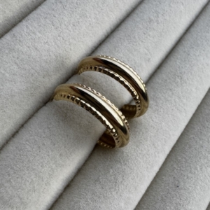 9ct Gold Ridge Hoop Earring- Lauren Owens Jewellery