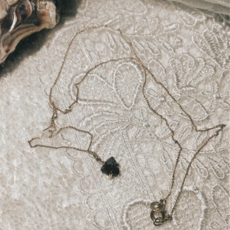9ct Gold Rough Garnet Pendant LO- Lauren Owens Jewellery