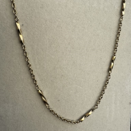 9ct Gold Twisted Bar Link Chain- Lauren Owens Jewellery