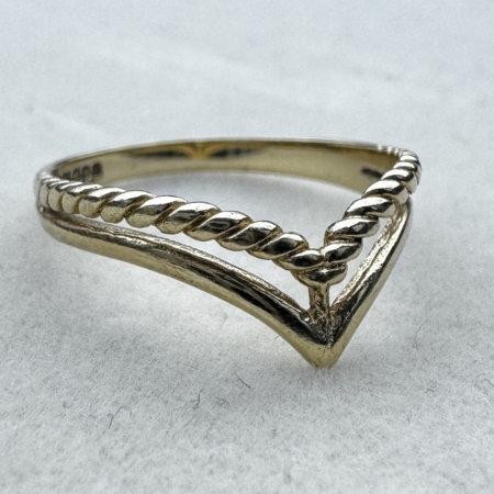 9ct Gold Twisted Double Wishbone Ring- Lauren Owens Jewellery