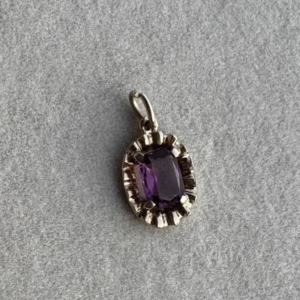 9ct Gold Purple Stone Halo Pendant- Lauren Owens Jewellery