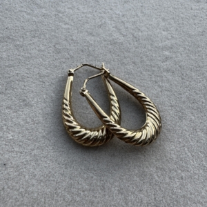 9ct Ribbed Cresent Hoop Earrings - Lauren Owens Jewellery
