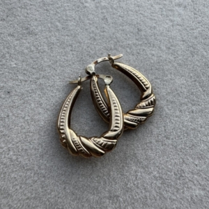 9ct Textured Twisted Teardrop Hoops- Lauren Owens Jewellery