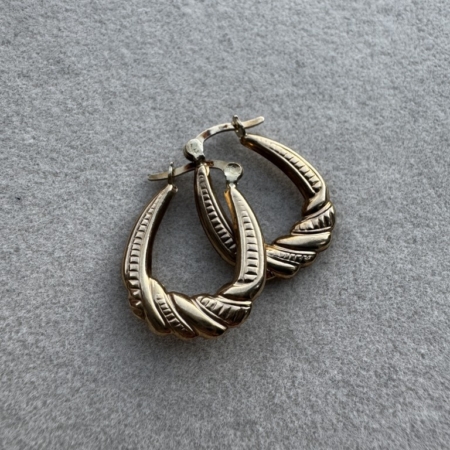 9ct Textured Twisted Teardrop Hoops- Lauren Owens Jewellery