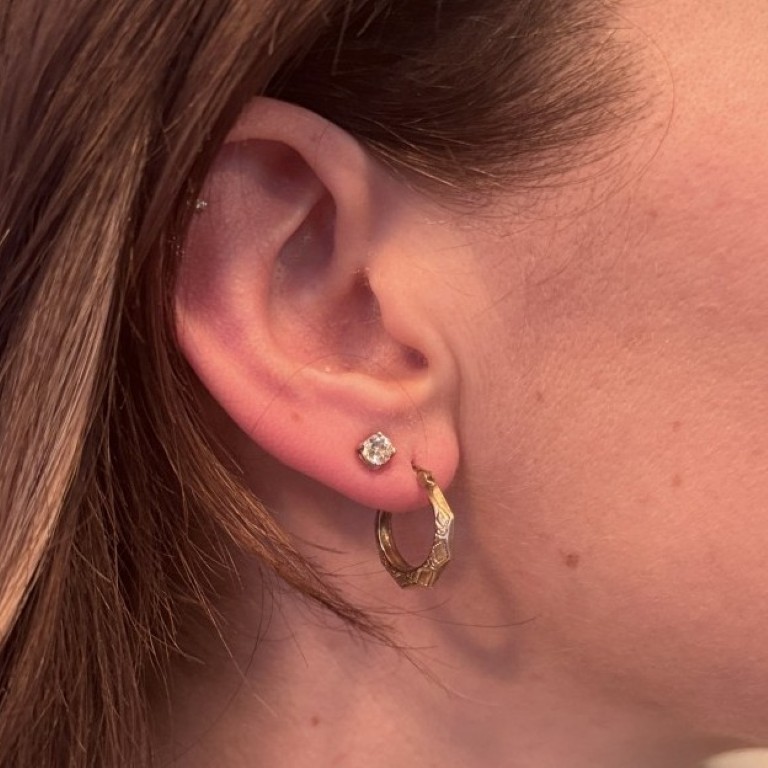 9ct Engraved Bohemian Octagon Hoop Earrings - Image 4