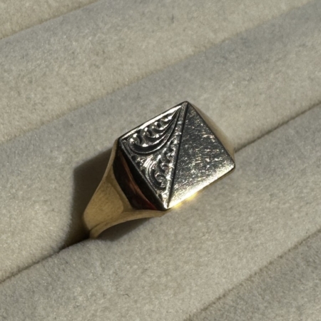 9ct Gold Engraved Square Signet Ring- Lauren Owens Jewellery