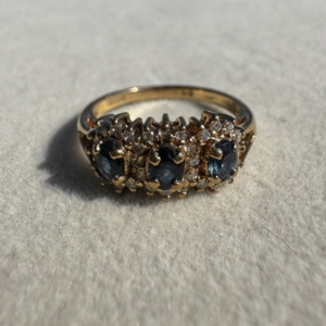 9ct Gold Diamond & Sapphire Ring- Lauren Owens Jewellery