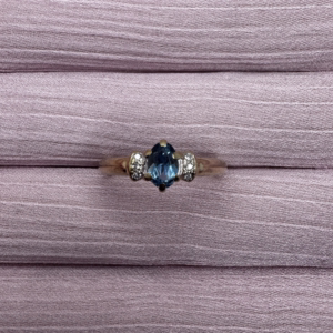 9ct gold aqua gemstone and diamond ring Lauren Owens Jewellery