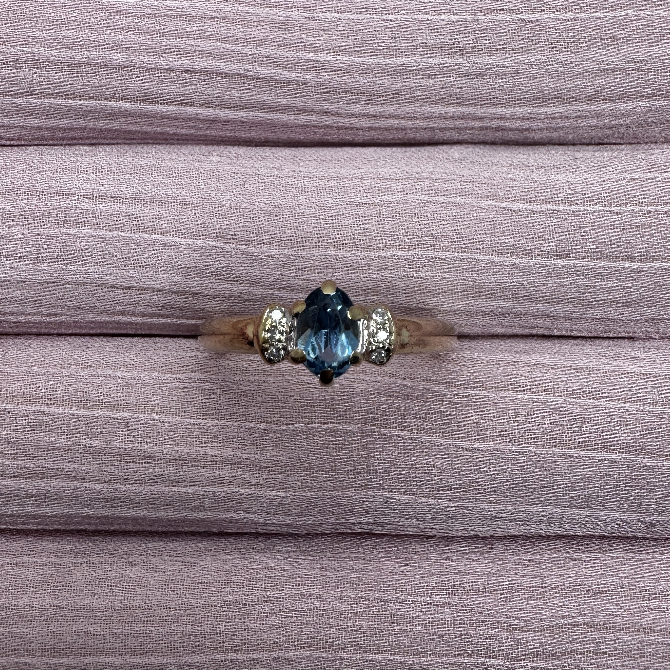 9ct gold aqua gemstone and diamond ring Lauren Owens Jewellery