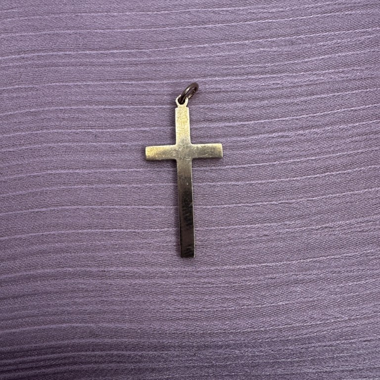 9ct Gold Solid Cross Pendant - Image 2
