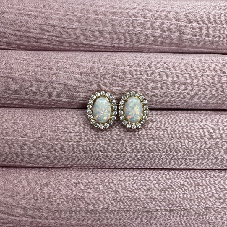 9ct gold opal earrings