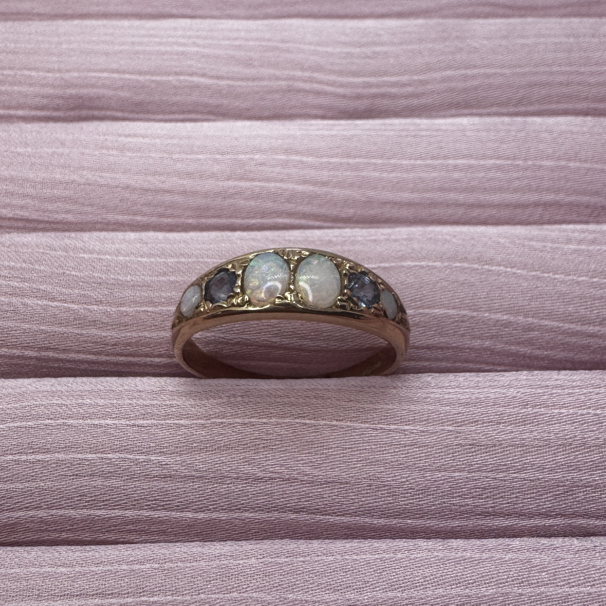 9ct gold natural opal sapphire ring - Image 6