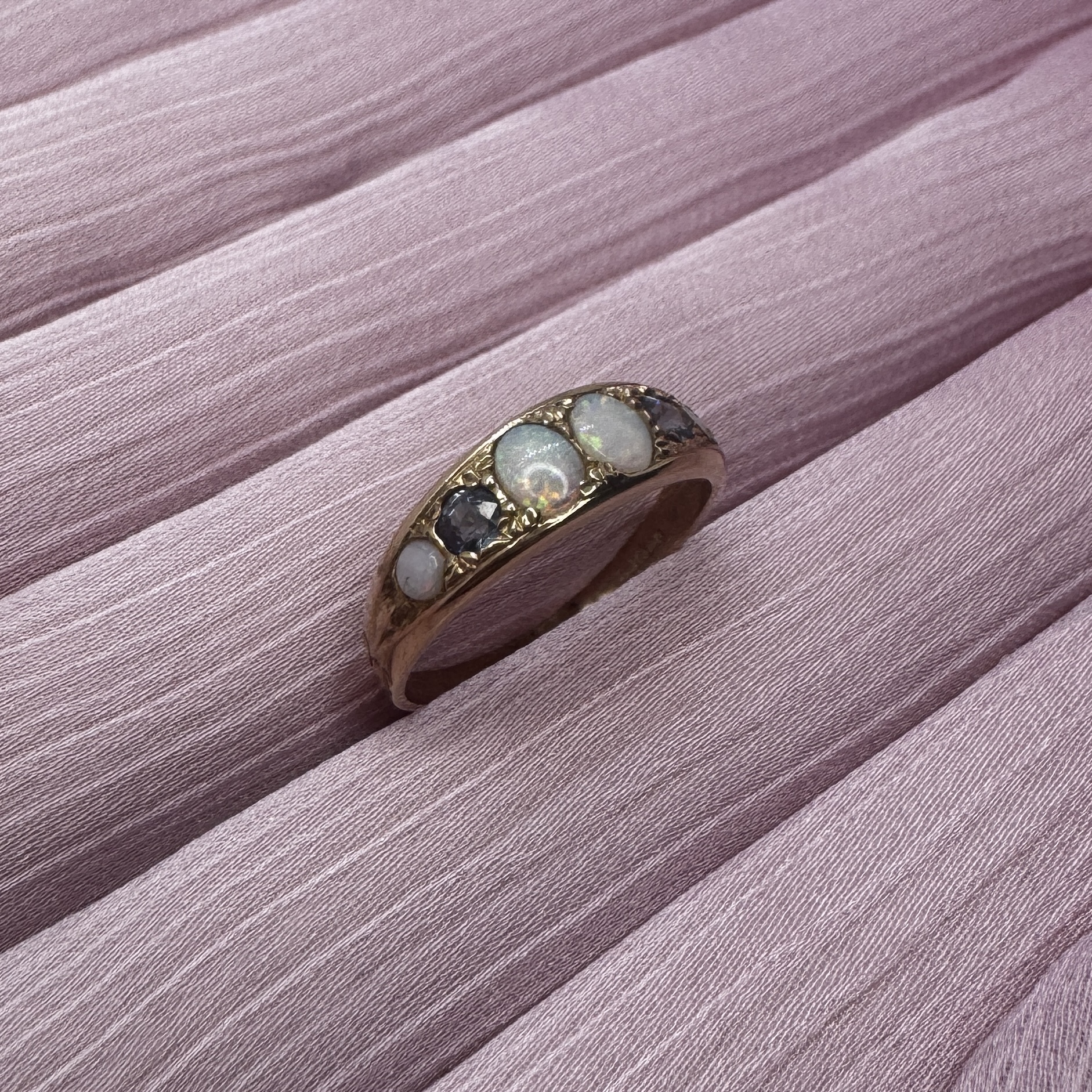 9ct gold natural opal sapphire ring - Image 2