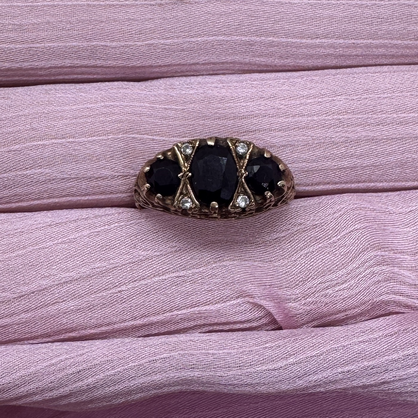 9ct Gold Sapphire CZ Ring - Image 4
