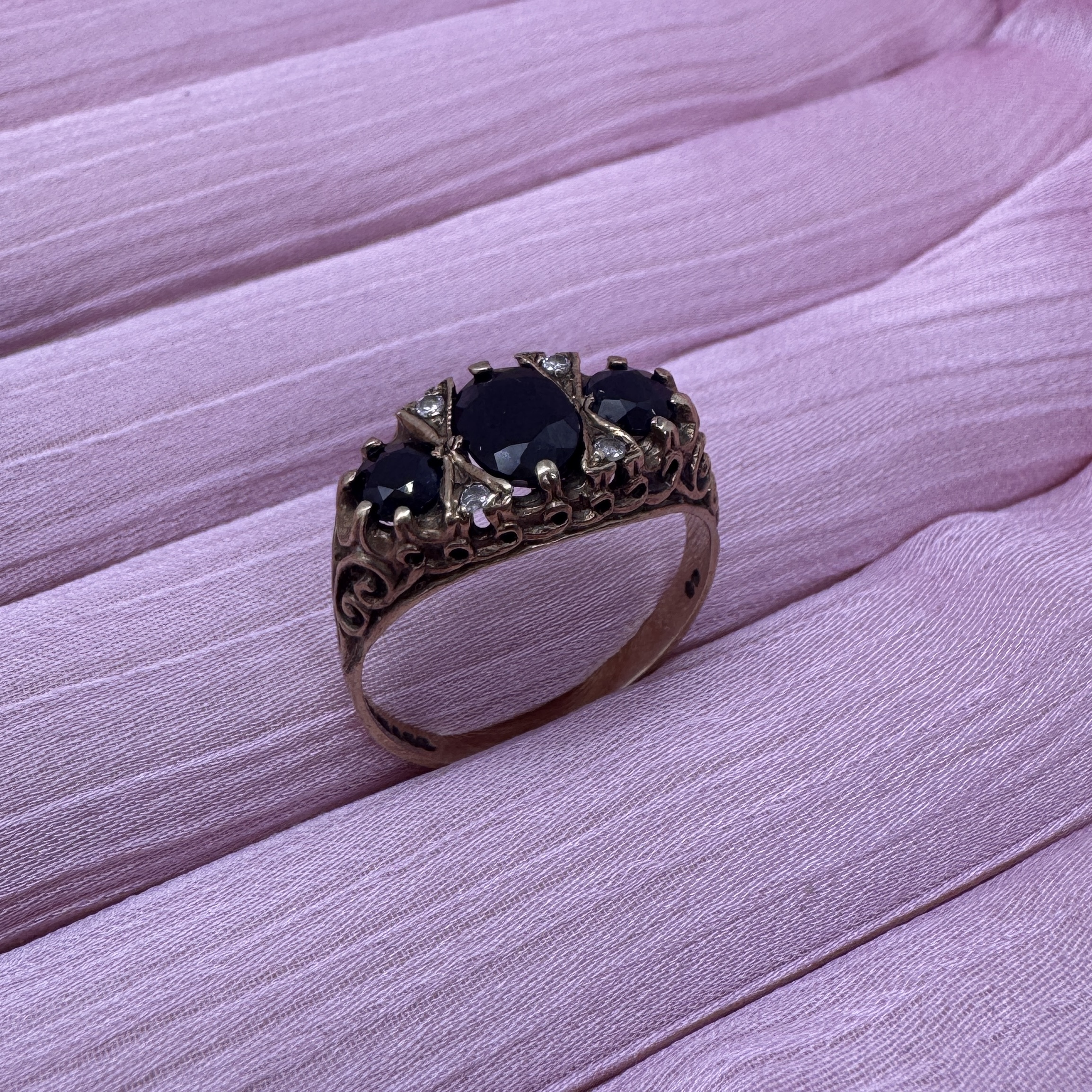 9ct Gold Sapphire CZ Ring - Image 5