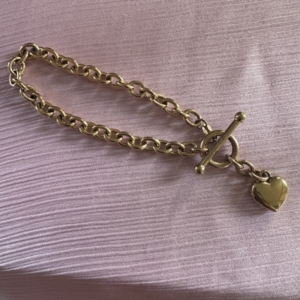 Vintage 9ct Gold Heart Charm Toggle Bracelet