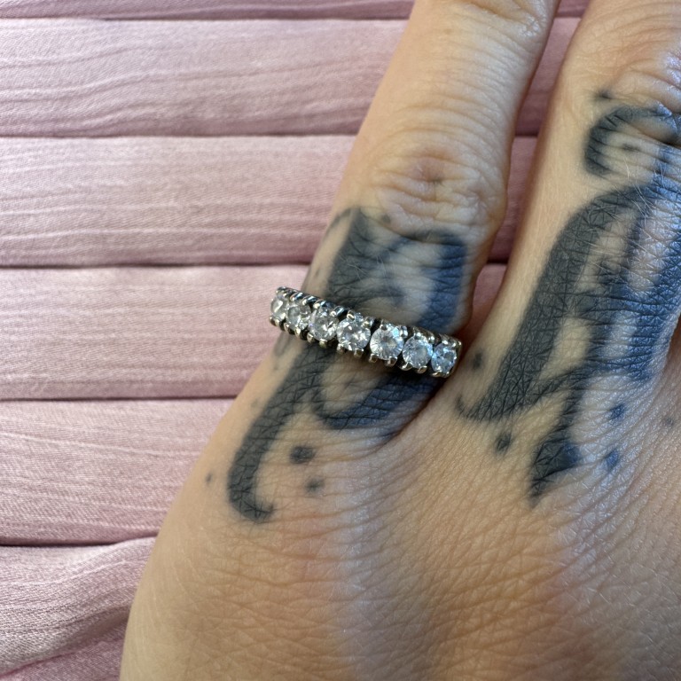Vintage 9ct Gold Cubic Zirconia Half Eternity Ring - Image 5