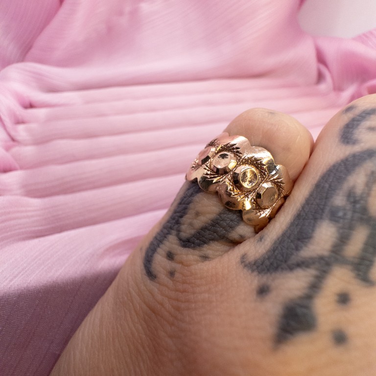 9ct Gold Engraved Wide Band Ring